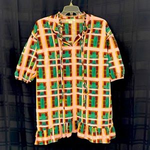 Super cute Glamorous size S tunic dress. Pink, green, brown & gold. 100% cotton